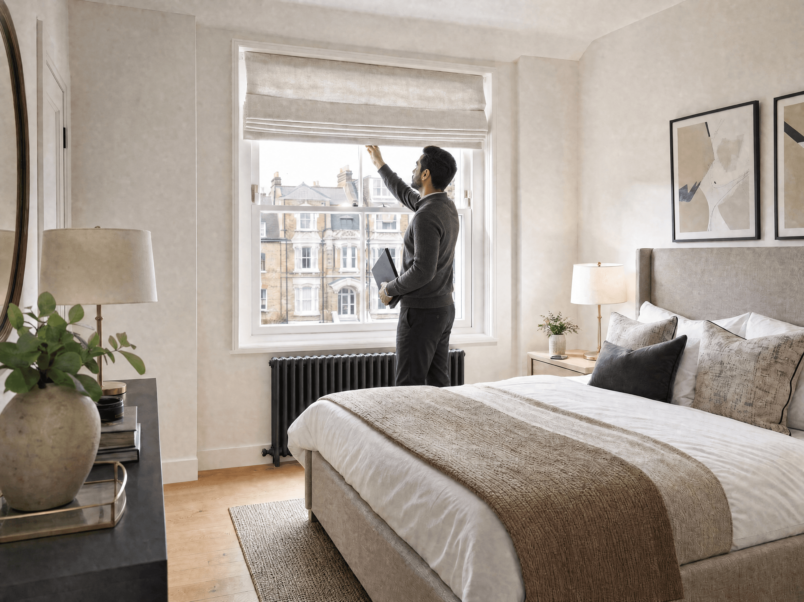 Letting agent preparing a rental property for marketing